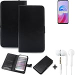 phone Case Wallet Case for Oppo A96 + earphones cell phone black