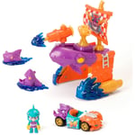 T-Racers Pirate Shark Playset Exclusive Vehicle Figurine Ship Toy Set Play Car
