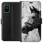 OnePlus 8T Musta Lompakkokotelo Marmor med häst