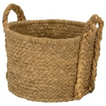 Household Essentials Large Wicker Floor Storage Basket with Braided Handle, Light Brown