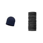 Buff Unisex Merino Wool Lightweight Beanie Hat - Denim & Unisex Lightweight Merino Wool Original Protective Tubular Bandana - Grey