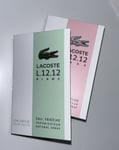 LACOSTE L.12.12 Blanc & Rose Eau Fraiche 2x 1.2ml Sample Travel Size Vials