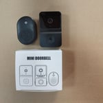 Noir Sonnette vidéo intelligente WiFi sans fil, faible consommation, longue autonomie, interphone via appli, montage mural, batterie lithium rechargeable, compatible smartphones et tablettes, multifonction