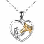 Hjärthänge halsband Häst med flicka halsband Charm hänge present för kvinnor