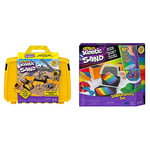 Kinetic Sand Construction Site Folding Sandbox Playset, for Kids Aged 3 and Up & Sandisfactory Set with 2lbs of Colored and Black, Play Sand Sensory Toys for Kids Aged 3+