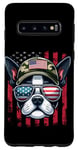 Coque pour Galaxy S10 Boston Terrier 4 juillet Drapeau USA Papa Amérique Père Amérique Hommes Garçons