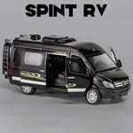 1:32 Zink-legering Buss Transit Van Leksaksbil Diecast Mpv Modell Ljud Ljus Drag tillbaka Barnpresent Pojkar För Leksaker Spint Rv Black
