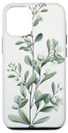 iPhone 15 Leaves Botanical Plant Line Art Sage Green Wildflower Floral Case