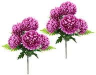 Flair Flower Lot de 2 Bouquets de chrysanthème - Fleurs artificielles - Rose foncé - Environ 50 x 30 x 60 cm