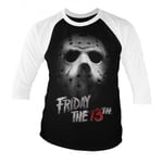Hybris Friday The 13th Baseball 3/4 Sleeve Tee (White-Black,XL)