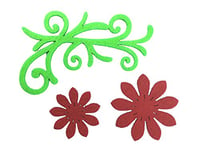 Petra S Bricolage-News A Kit de vif4721 F28 Feutre Fleurs, 3 différents Designs, 21 pièces, Feutre Couleur : Rouge/Vert Pomme