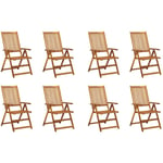 Lot de 8 Chaises de Jardin Exterieur pliables - Chaises Relax Design Bois d'acacia solide vidaXL