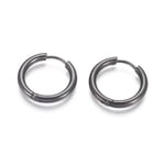 1Par 18 mm Hoops örhängen i Svartpläterad 316L kirurgiskt stål Titan grå