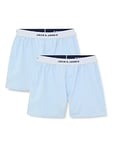 JACK&JONES Men's JACKIKIL Woven Trunks 2 Pack Boxer Shorts, Cashmere Blue/Detail:Cashmere Blue solid, M