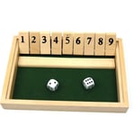 Trä Shut The Box 9 Siffror Tärningsspel Bräde med 2 Trä Tärningar