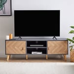 TV Stand HomeOffice Unit Cabinet 60inch Shelf 2Doors Organizer Industrial Modern