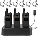 B63S Talkie Walkie,Talkie Walkie Professionnel Rt622P(3.0),Avec Écouteurs,Ultra Fin 15Mm,Écran Lcd,Chargeur 6 Voies,Talkie Walkies Rechargeable Pour Hôtel,Boutique(Noir,6 Pièces)