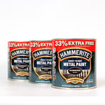 Hammerite Metal Paint Hammered - Black - 3L 3 Litres  with 3 FREE BRUSHES 
