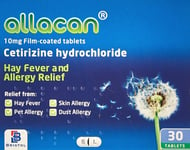 12 Months Supply Allacan Cetirizine Hayfever and Allergy Tablets 30 X 10 (30 X 2
