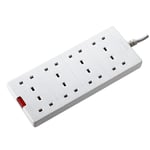 Masterplug 8 Gang Eight Socket Extension Lead with Power Indicator 2 Metre White
