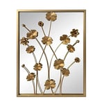 CIAL LAMA Miroir Mural rectangulaire Fleurs métalliques 70 x 50 cm