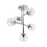 Modern 5 Way Polished Chrome Cross Bar Design Ceiling Light Fitting - Complete with 3w LED Bulbs [3000K Warm White]