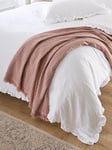 Very Home Textured Waffle Cotton Bedspread Throw &Ndash; Pink