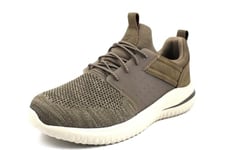 Skechers Men's DELSON 3.0 CICADA Sneaker, Khaki Knitted Mesh W/Synthetic, 8 UK