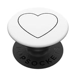 White Heart Black PopSockets PopGrip: Swappable Grip for Phones & Tablets