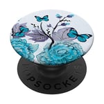 PopSockets Blue Butterfly Phone Grip Pop Out Button Cellphone Holder PopSockets PopGrip: Swappable Grip for Phones & Tablets