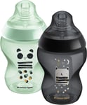 Tommee Tippee Closer to Nature 2 x Decorated Baby Bottles Panda 260ml