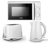 Tower Solitaire White Kettle 2 Slice Toaster & 700W 20L Microwave Matching Set