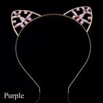Cat Ears Headband Hairband Hair Hoop Crystal Rhinestone Purple