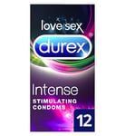 Durex Intense Ribbed & Dotted Condoms with Lubricant - 12 Pack