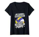 Womens MY FAVORITE VOLLEYBALL PLAYER CALLS ME POPPY. Coach V-Neck T-Shirt