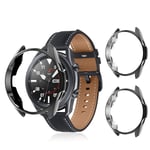 Anzela Lot de 2 coques pour Samsung Galaxy Watch 3 45 mm en TPU souple plaqué pour Samsung Galaxy Watch 3 Smart Watch Accessoires (45 mm, noir+noir)