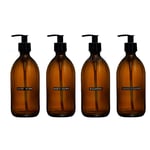 Kuishi- Set Of 2-500ml Bathroom Bottles- Amber Glass - Shampoo- Hand Wash-Body Wash-Conditioner- Black Plastic Pumps- Recycled Amber Glass- Eco Friendly- Modern Home Décor-Versatile