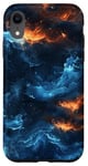 Coque pour iPhone XR Art fluide abstrait vagues flammes bleues