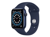 Apple Watch Series 6 (GPS + Cellular) - 44 mm - blå aluminium - smart klocka med sportband - fluoroelastomer - djup marin - bandstorlek: S/M/L - 32 GB - Wi-Fi, Bluetooth - 4G - 36.5 g