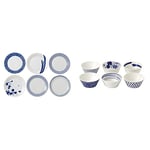Royal Doulton Pacific 40034435, Dinner Plate 28.7cm, Mixed Set of 6, Blue, Porcelain & Pacific 40009467 11cm Bowls Mixed Set of 6 Porcelain Blue