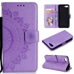 Snow Color Leather Wallet Case for Huawei Honor 10 with Stand Feature Shockproof Flip, Card Holder Case Cover for Huawei Honor10 - COHH050751 Purple