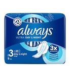 Always Ultra Sanitary Towels Day & Night (Size 3) Wings X9 Pads