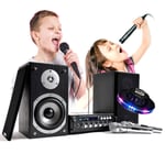 Karaoké LTC STAR4, 2 enceintes Amplificateur 2x75W, 2 micros chant, USB BLUETOOTH, Jeu de lumière OVNI LED