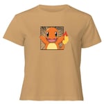 Pokémon Pokédex Charmander #0004 Women's Cropped T-Shirt - Tan - M