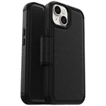 OtterBox iPhone 14 & iPhone 13 Strada Series Case - SHADOW (Black), card holder, genuine leather, pocket-friendly, folio case