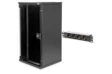 DIGITUS Set: Armoire réseau 10" 12U + Bloc multiprise PDU 4 Ports // Rack 10 Pouces - Montage Mural - h x l x p 592 x 312 x 300 mm - Charge 30kg - Profondeur utile 240mm - Noir