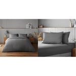 Silentnight Supersoft Collection Charcoal Duvet Cover Set. Supersoft Snuggly Easy Care Duvet Cover & Supersoft Charcoal Pillowcase Pair Easy Care Soft Snuggly Plain Pillow Cases