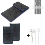 Protective cover for Huawei Mate 50 RS dark gray blue edge Filz Sleeve + earphon