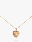 L & T Heirlooms Second Hand 9ct Yellow Gold Scroll Heart Locket Pendant Necklace, Dated Circa 1992