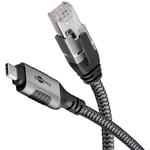 goobay 70754 Cable CAT 6 USB-C 3.1 a RJ45 Ethernet para una conexión estable a Internet por cable con router/módem/conmutador de red/Sustituye el adaptador USB a RJ45 / 1 Gbit/s / 10 M